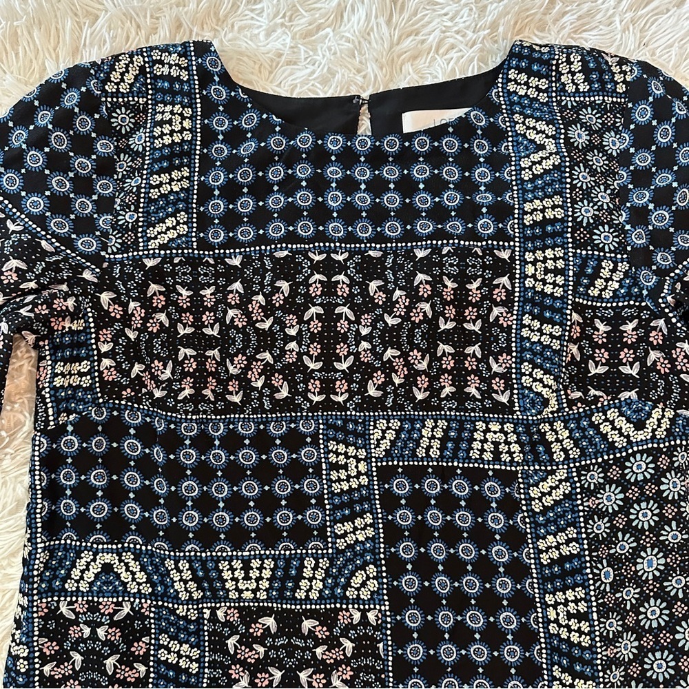 LOFT Eclectic Grandpa Patchwork Floral Long Sleeve Mini Dress Size 6 - Picture 10 of 16